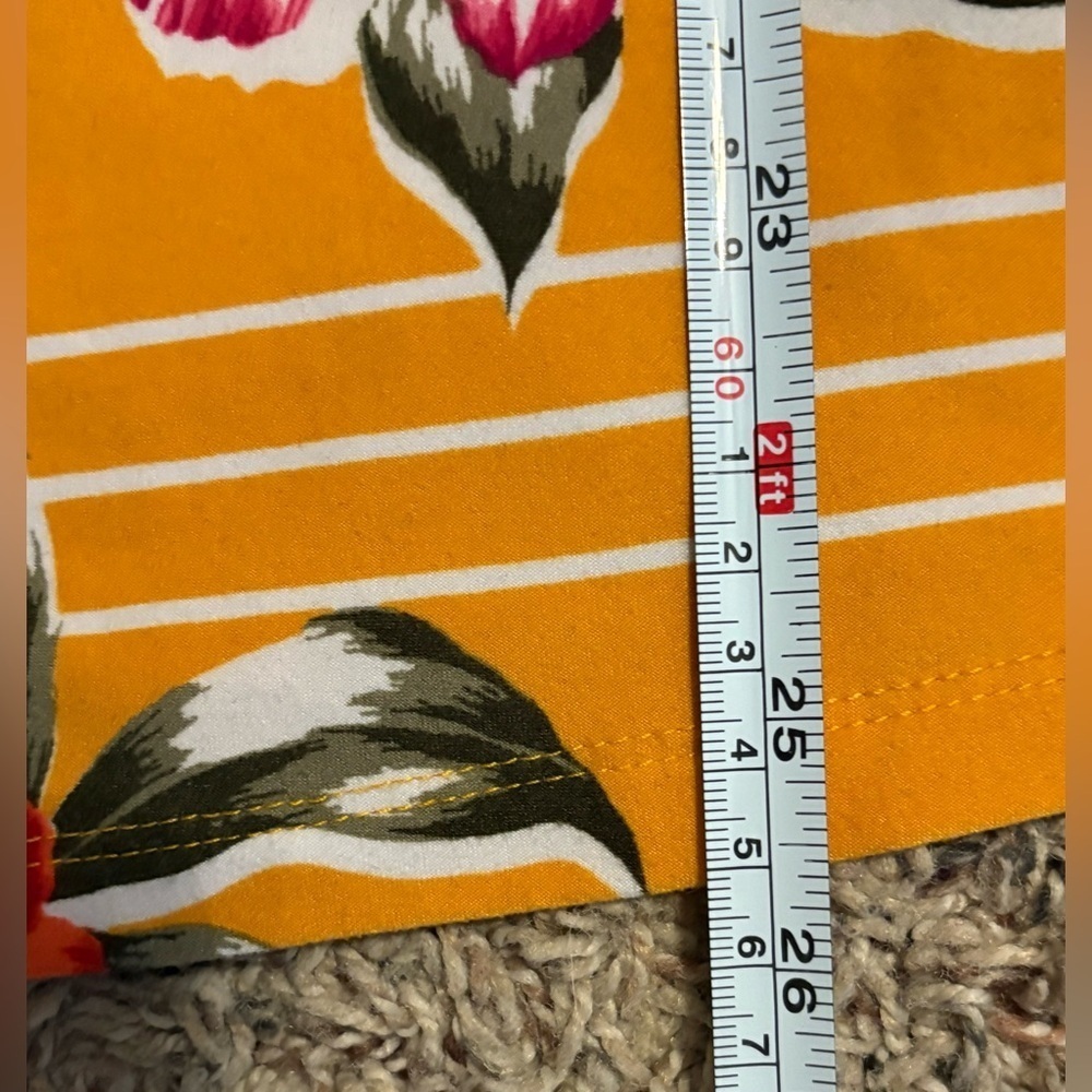 Bobbie Brooks Women’s V Neck T-Shirt White Orange Striped Tropical Floral XL - Picture 6 of 6